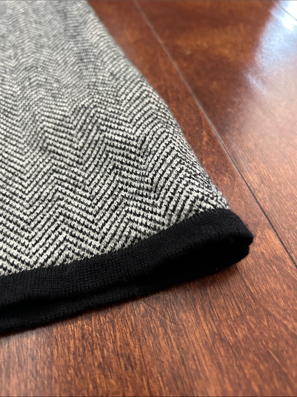 Cynthia Rowley 100% Extra Fine Merino Wool Herringbone Long-Sleeve Dress, Size L - Picture 7 of 14